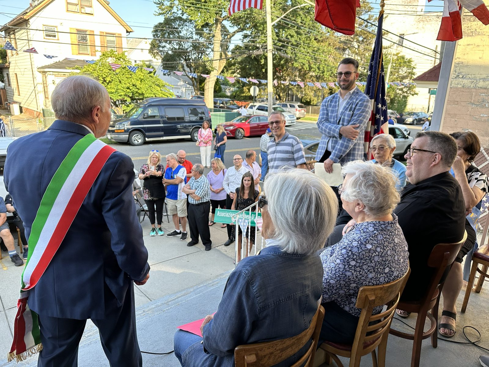 Mayor Latempa of Sacco addresses ASA members gathered for the street co-naming ceremony