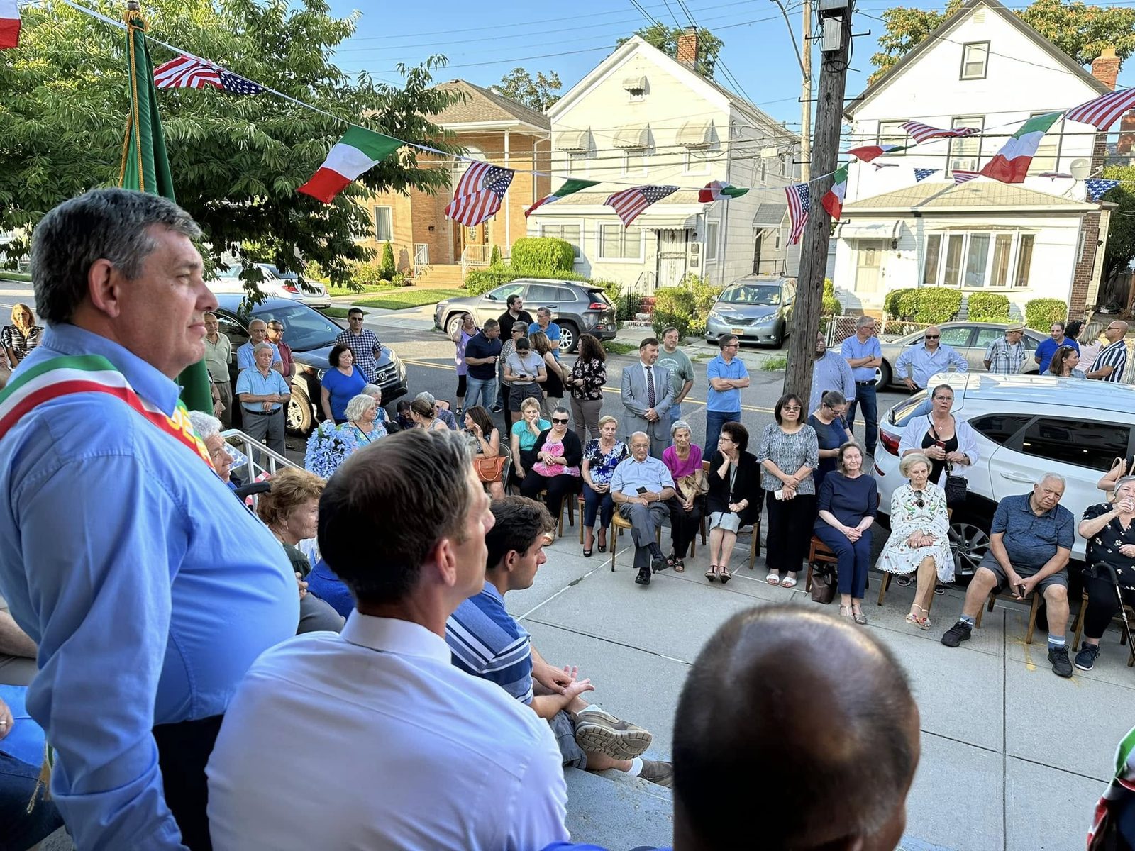 The gathered crowd of ASA members at the street co-naming ceremony, Whitestone Queens